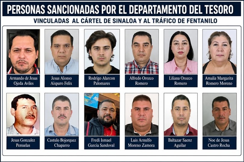 Estados Unidos sanciona a 12 operadores de fentanilo del Cártel de Sinaloa