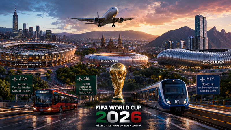 Logística de transporte y tiempos de traslado para sedes del Mundial 2026
