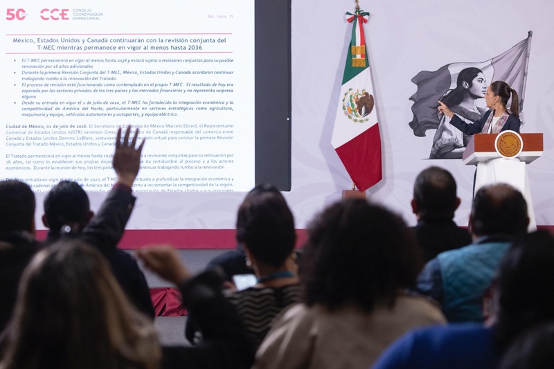 T-MEC no se renegociará y seguirá vigente hasta 2036; Sheinbaum defiende seguridad de México y amplía apoyo a Venezuela